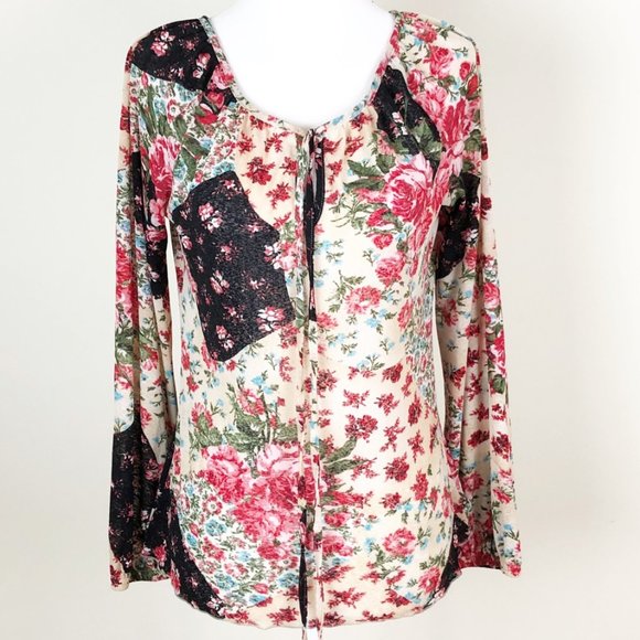 KAREN KANE Floral Peasant Boho Top Blouse M - Picture 5 of 5
